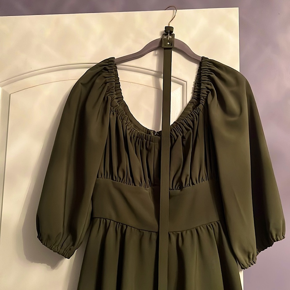 Vixen By Micheline Pitt Olive Green Vacation Dress Sz SMALL/MEDIUM.